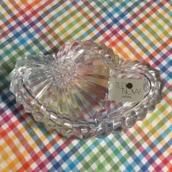 Vintage Studio Nova Crystal Covered "Heart to Heart" Jewelry Box Japan NIB - Picture 1 of 7